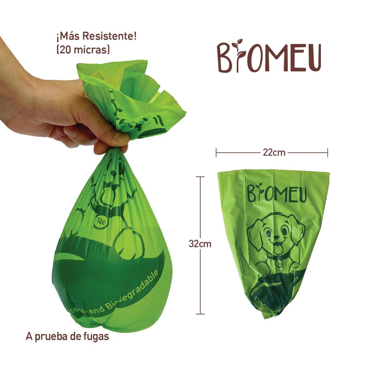 BOLSAS COMPOSTABLES PRA DESECHOS DE MASCOTA 120 BOLSAS CAJA CON 8 ROLLOS